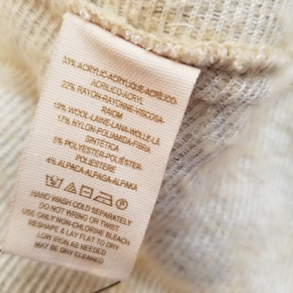 Free People Cornflower Tan Alpaca Wool Military Teddi Sweater Bell Sleeve Size M - Picture 14 of 16